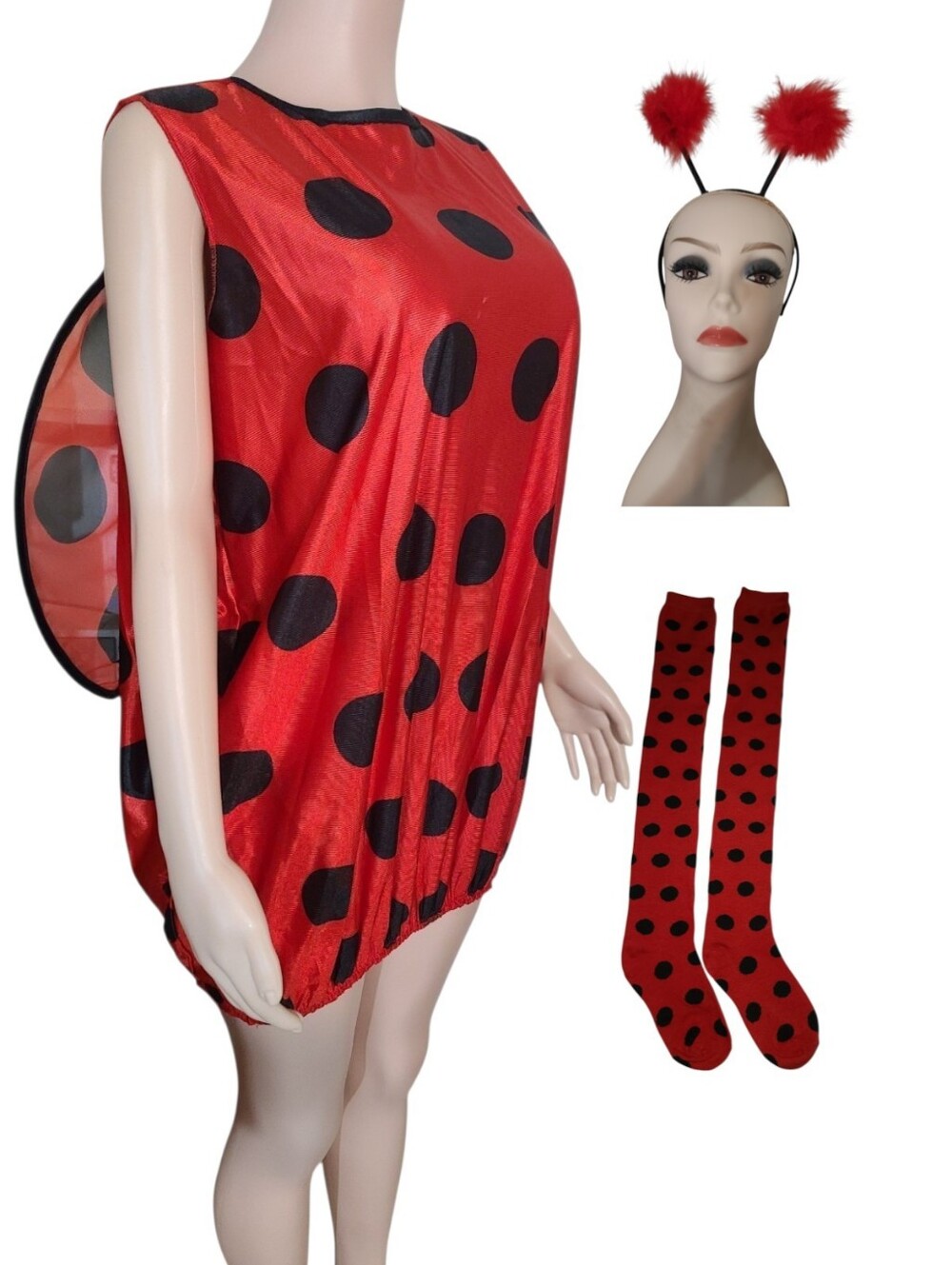 Halloween Lady Bug Cosplay Costume 4 Pc OSFM